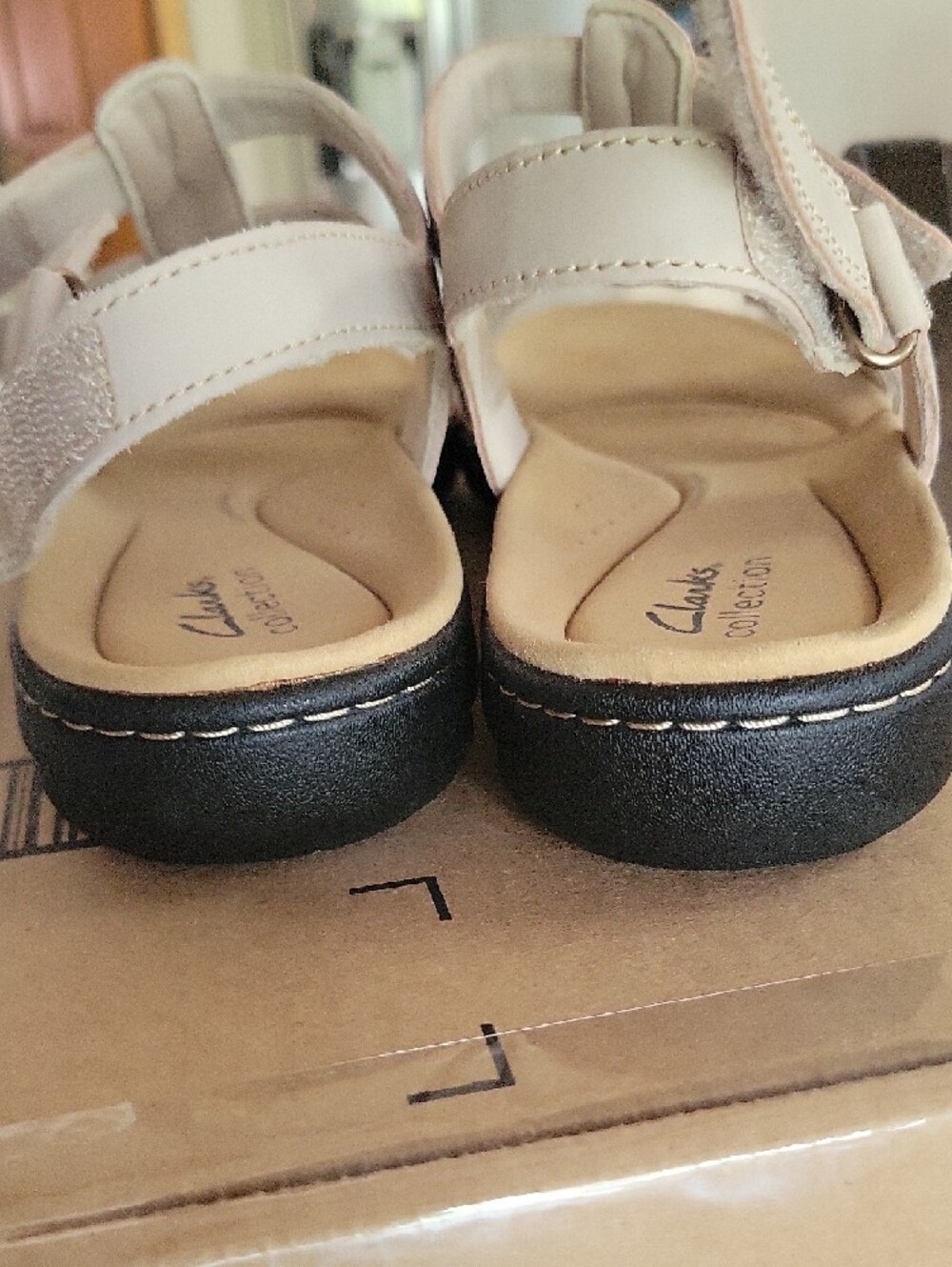 Clarks Light Beige Multi-Strap Comfort Sandals - Picture 5 of 8